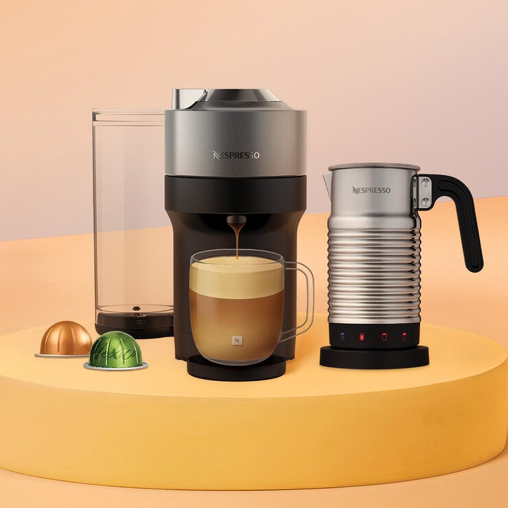 Nespresso, Cafetera Vertuo Pop con Espumador de Leche y 50 Cápsulas Nespresso, Cafetera Vertuo Pop con Espumador de Leche y 50 Cápsulas
