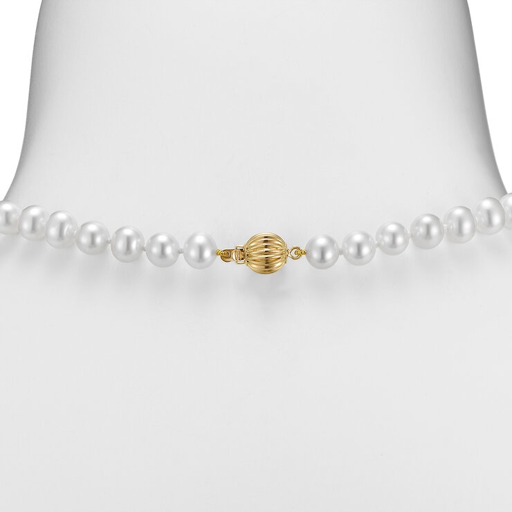 Collar de Perlas Cultivadas, 6.5-7.0mm, Oro Amarillo de 14K