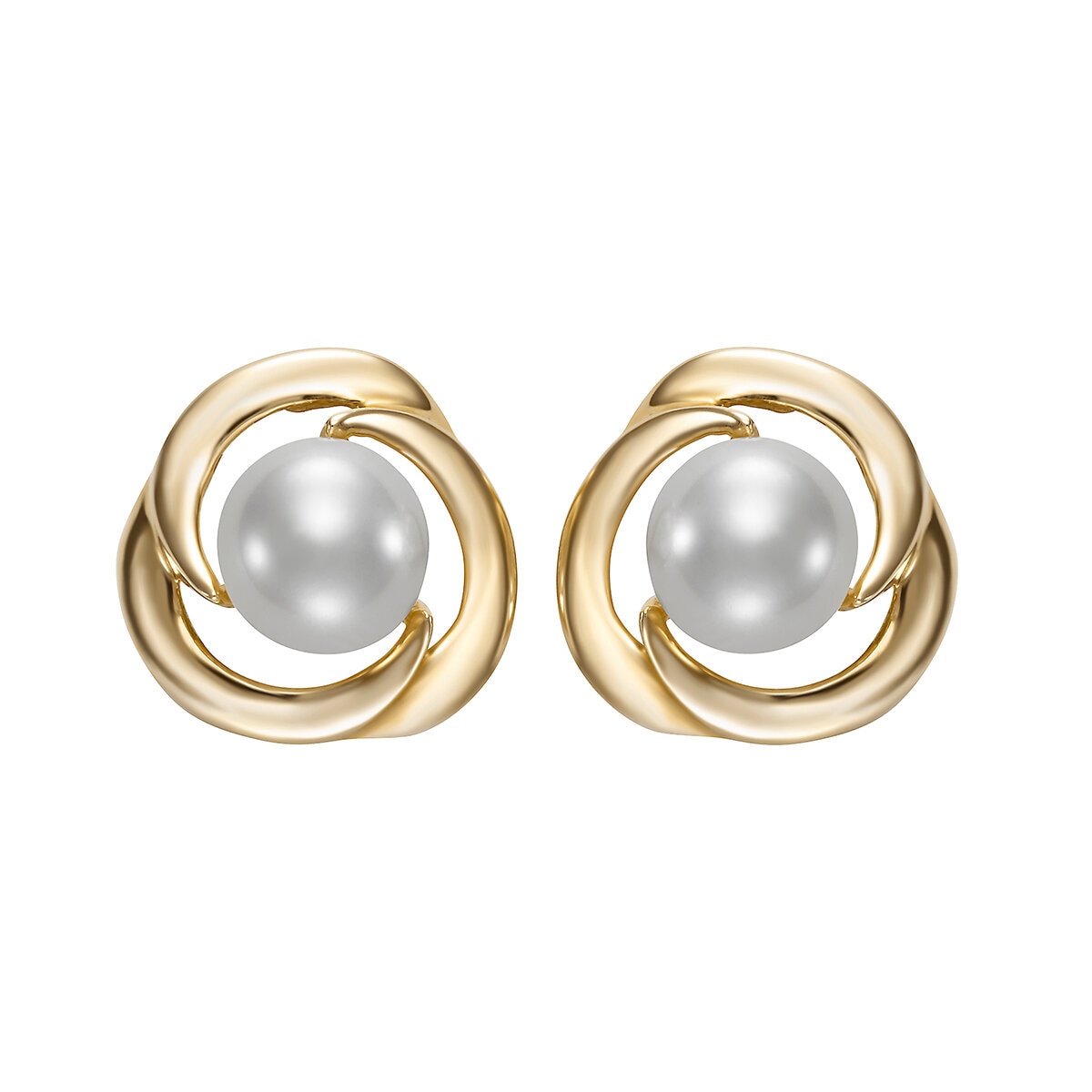Aretes de Perlas Cultivadas, 7-7.5mm, de Oro Amarillo de 14K