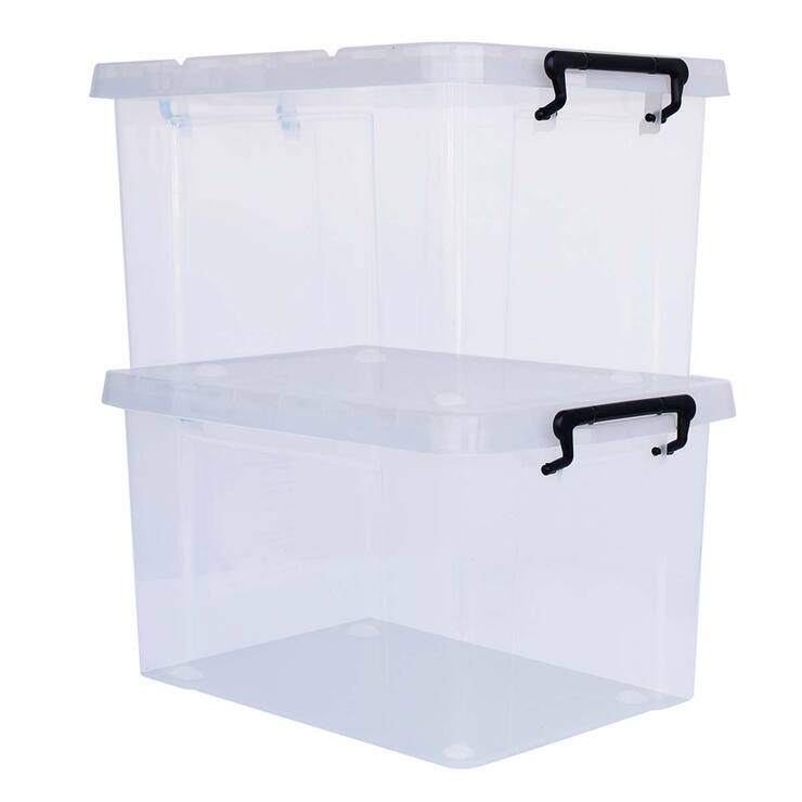 AG Box, Set de 2 Cajas de Almacenamiento Transparentes con Ruedas