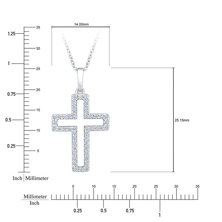 Dije de Cruz de Diamantes 0.25ctw, Oro Blanco 14K
