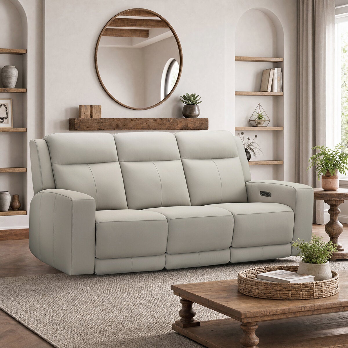 Simon Li Furniture, Wren, Sofá Reclinable de Piel con Sistema Eléctrico Simon Li Furniture, Wren, Sofá Reclinable de Piel con Sistema Eléctrico