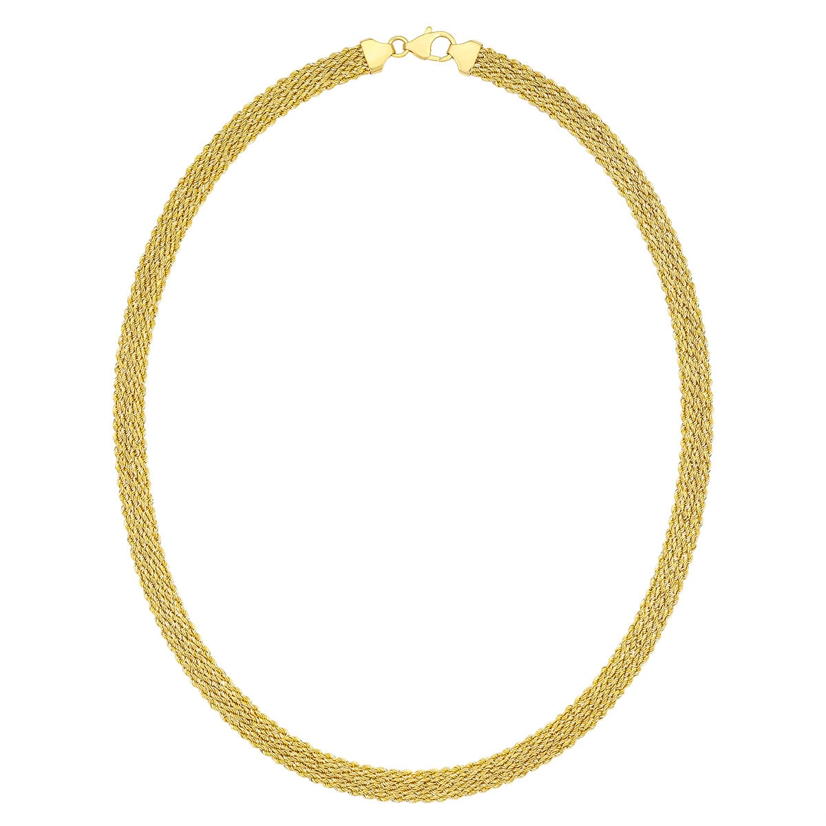 Cadena de Cuerda Cuadruple para Dama, Oro Amarillo 14K, 45.72cm