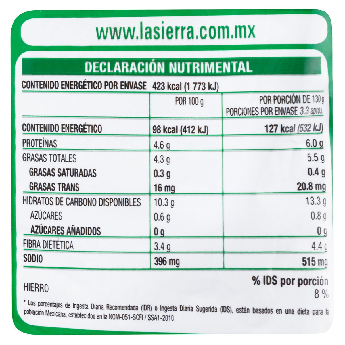 La Sierra Frijoles Bayos Refritos 6/430 g