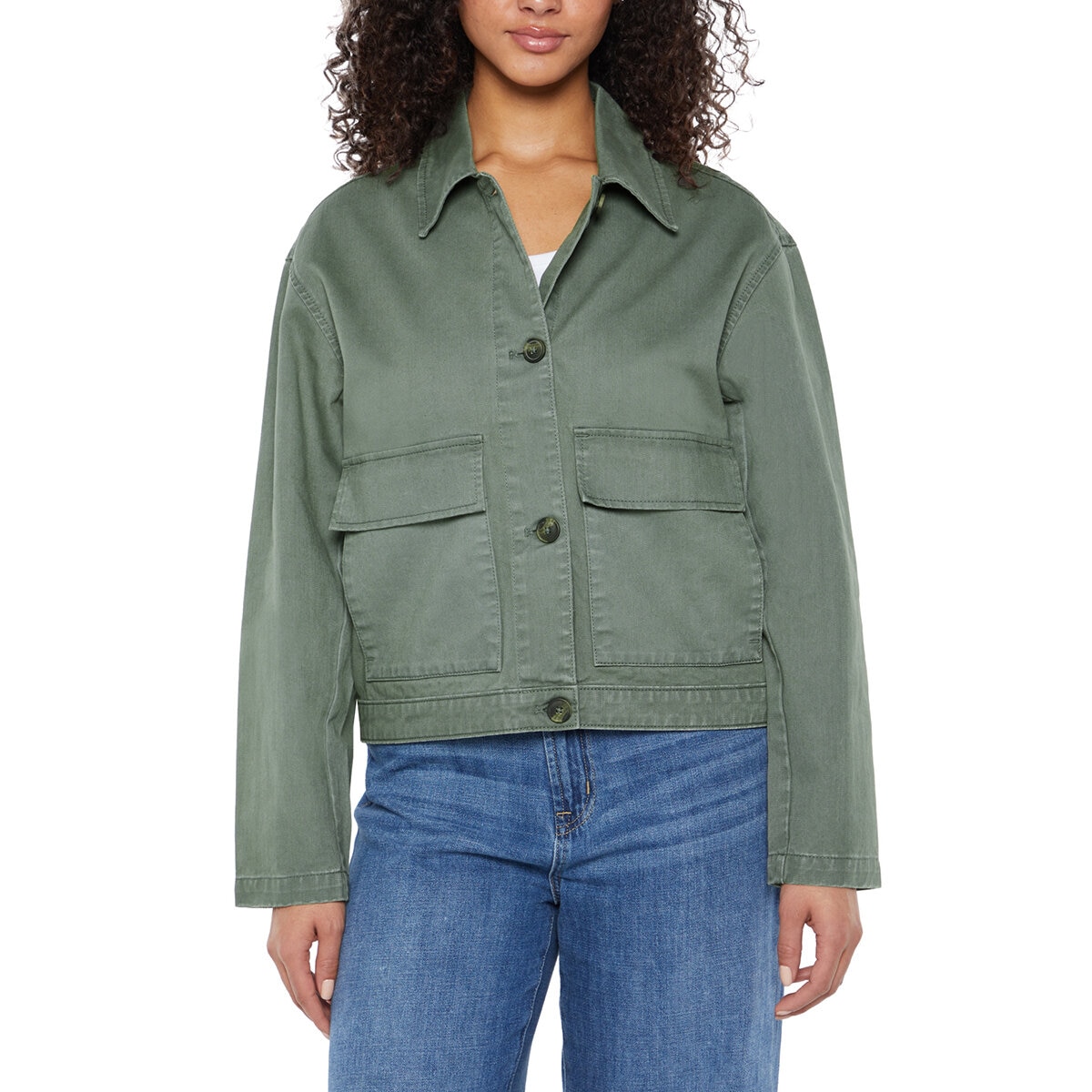 Three Dots Chamarra ligera para Dama Verde Extra Chica