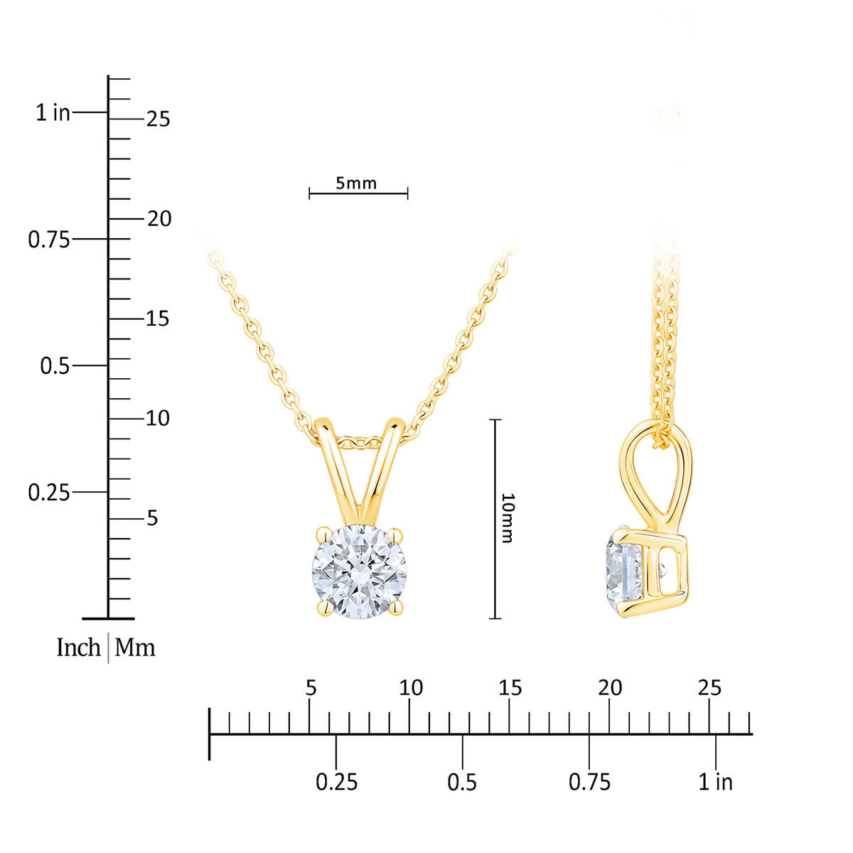 Dije de Diamante Solitario 0.50ctw, Oro Amarillo de 14k