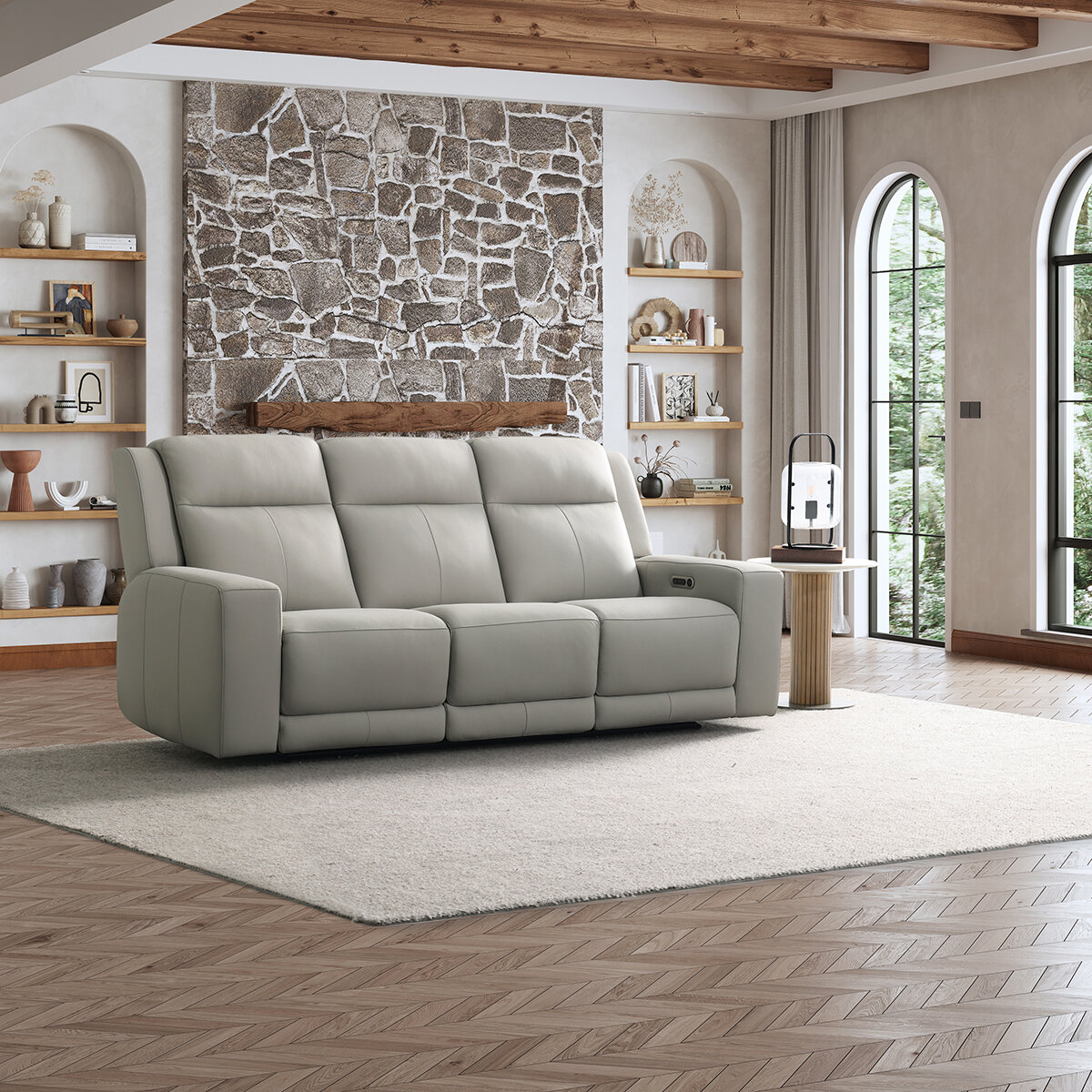 Simon Li Furniture, Sofá Reclinable de Piel con Sistema Eléctrico