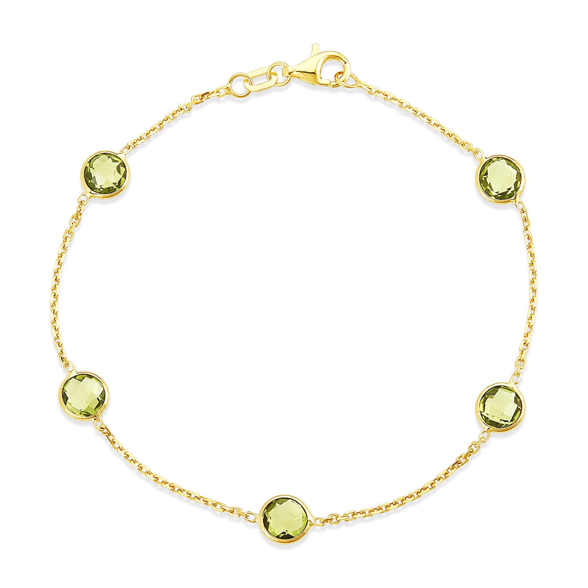 Pulsera de Peridoto, Oro de 14K Pulsera de Peridoto, Oro de 14K