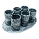 Luhom, Set de Tequileros y Base de Mármol 6 Piezas Varios Colores