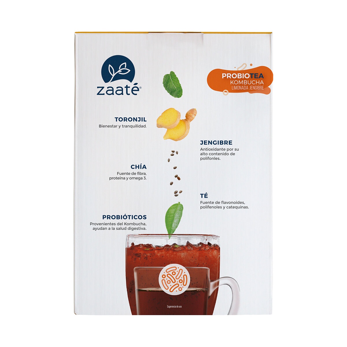 Zaaté Kombucha Té Verde Tisana Limonada Jengibre Chía 1 kg