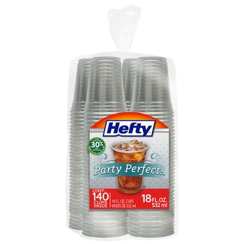 Hefty Vasos de Plástico Transparentes 140 pzs de 532 ml
