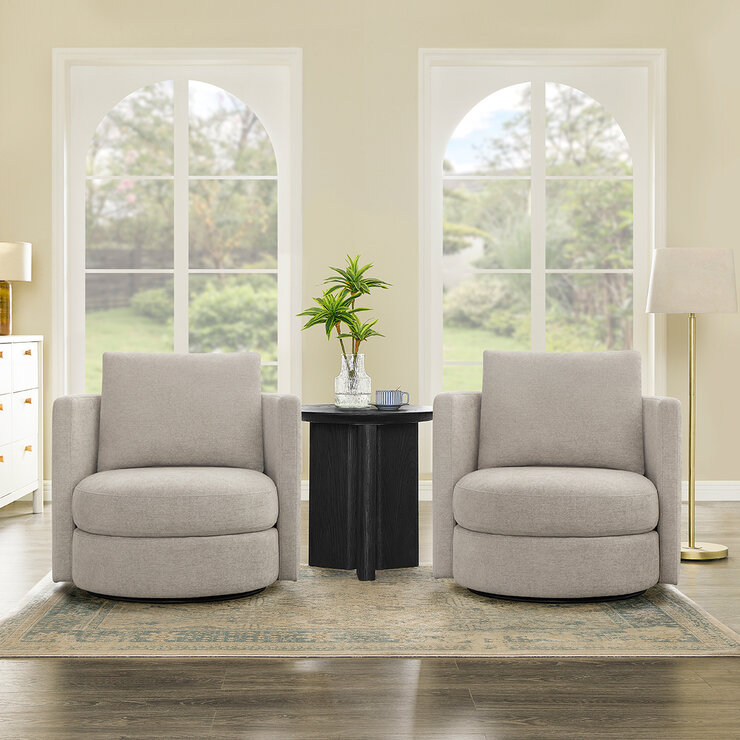 Thomasville, Juego de 2 Sillones Giratorios de Tela