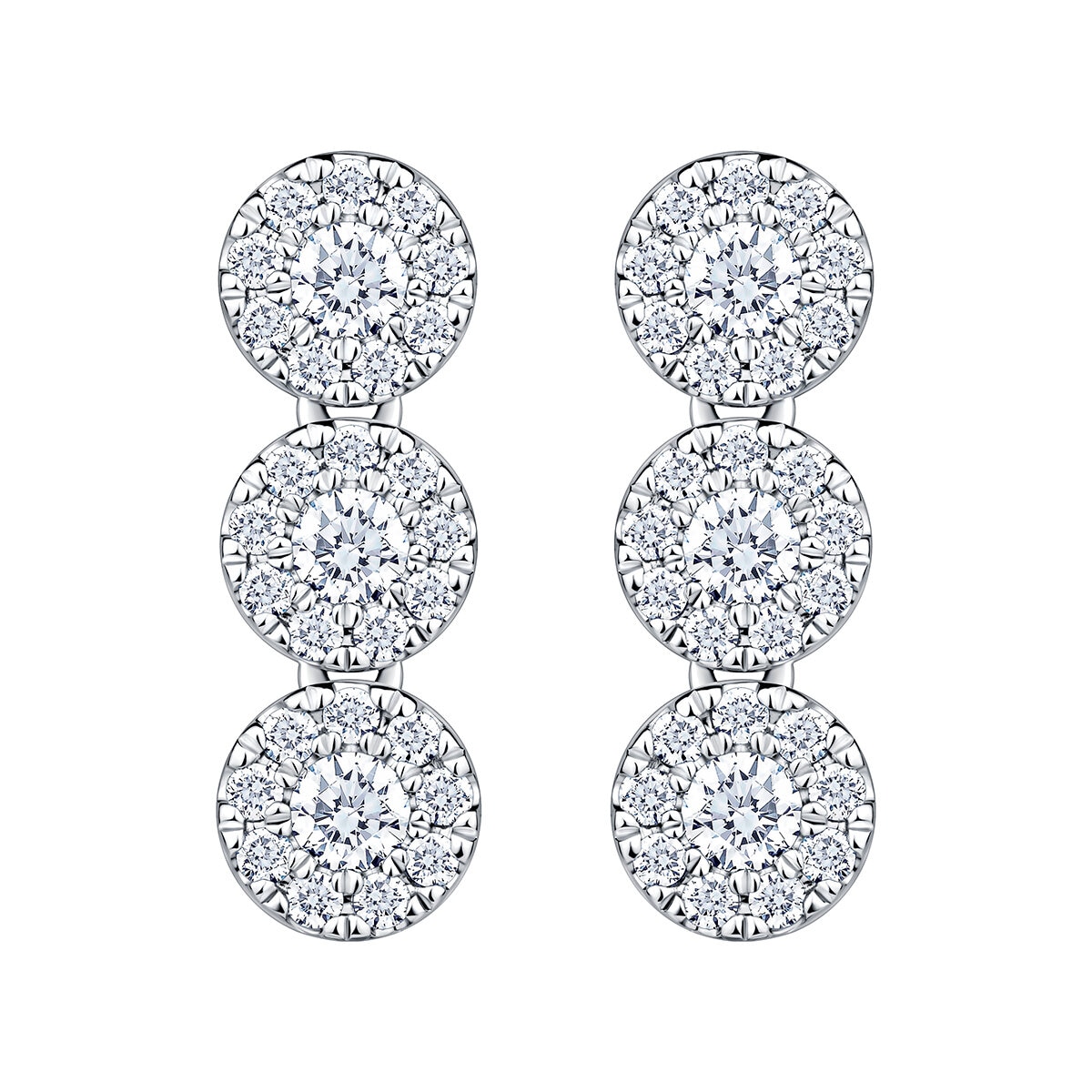 Aretes Colgantes de Diamantes 0.70ctw, en Oro Blanco 14K