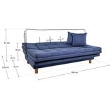 Violanti, Sofá Cama de 3 Plazas, Sin Brazo, Color Azul