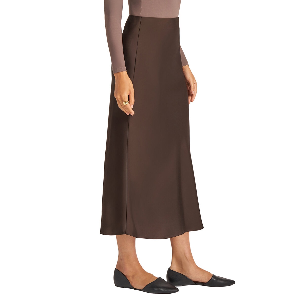 Matty M Falda Satinada para Dama Café EE Grande