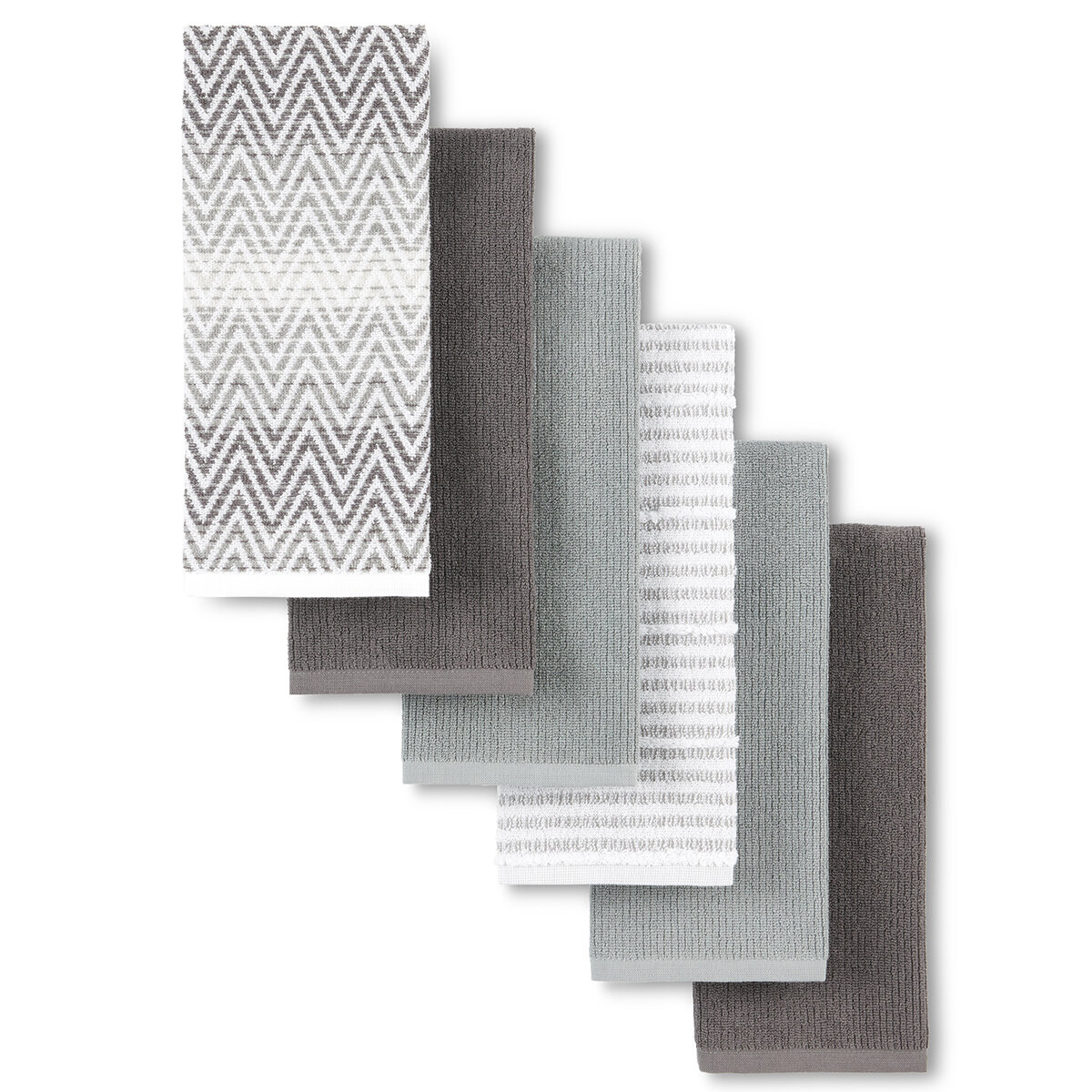 Town & Country, Toallas de Algodón Orgánico Para Cocina 6 Piezas, GREY FY24