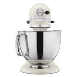 KitchenAid, Batidora Artisan Blanca, Tazón de acero inoxidable pulido con asa, 4.7 L