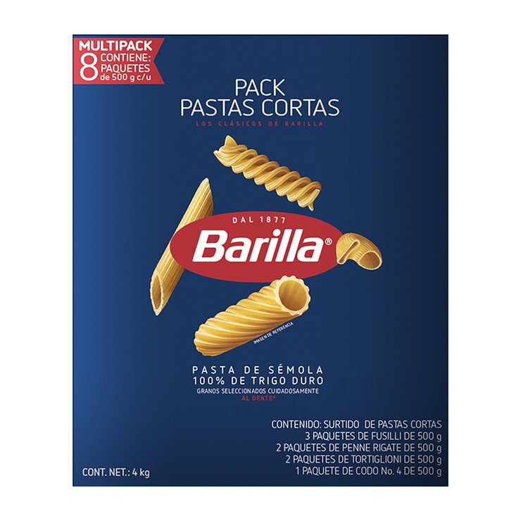 Barilla Surtido de Pastas Cortas 8 pzas de 500 g