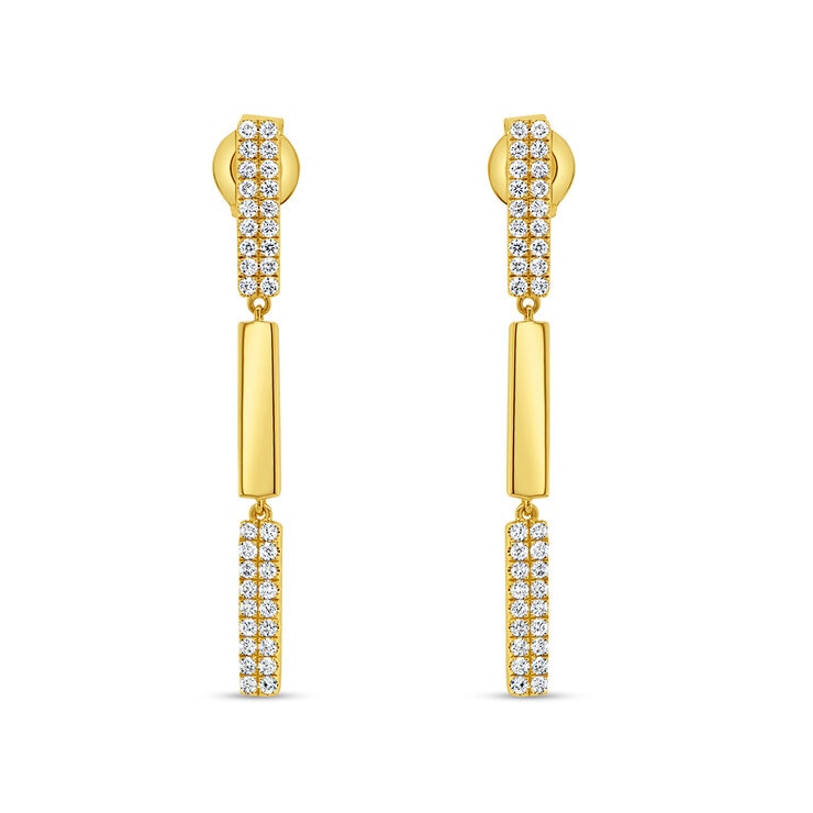 Aretes Colgantes de Diamantes 0.35ctw, en Oro Amarillo 14K