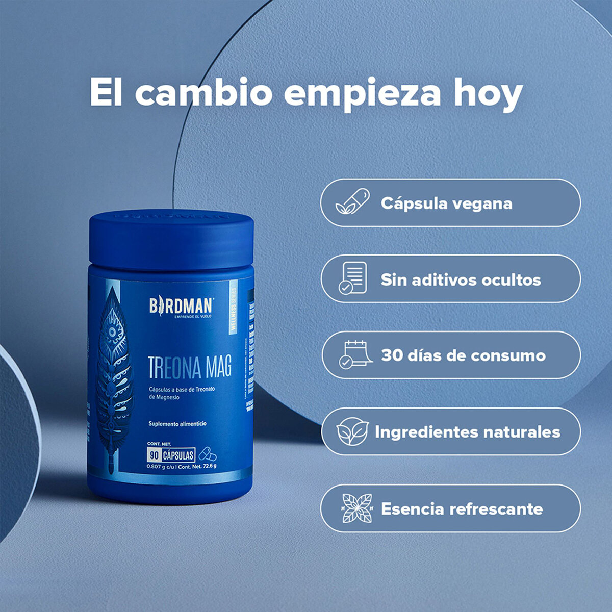 Birdman Treonato de Magnesio 2 Frascos de 90 Cápsulas
