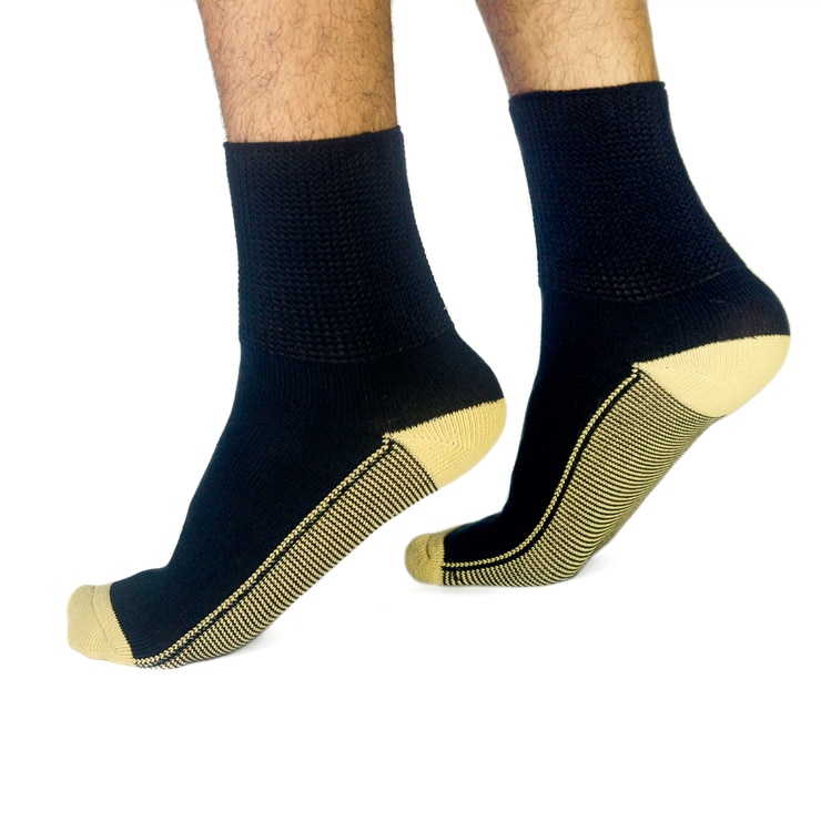 Copper Socks, Calcetines Cortos para Diabéticos (3 Pares) Color Negro Talla Grande Copper Socks, Calcetines Cortos para Diabéticos (3 Pares) Color Negro Talla Grande