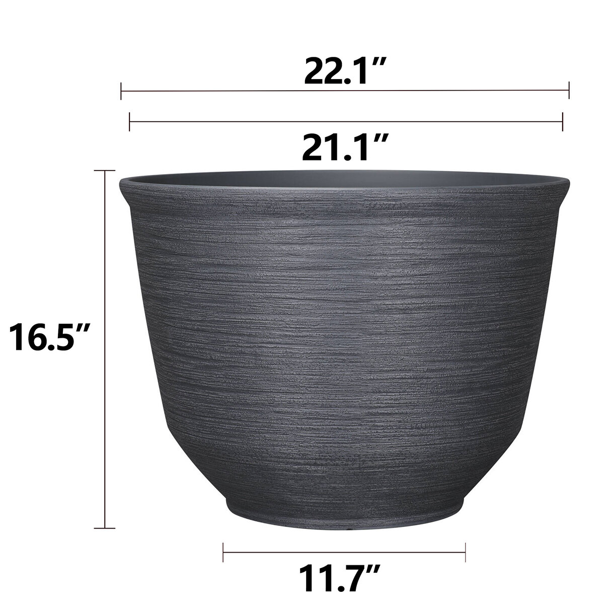 Blaire, Maceta de Resina de 22", Color Gris