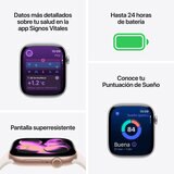 Apple Watch Series 11 (GPS) 46mm Aluminio Plata + Correa Deportiva Morado Niebla - Talla M/L