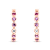 Aretes de Zafiro Rosa y Diamantes 0.08ctw, Oro Rosa de 14K