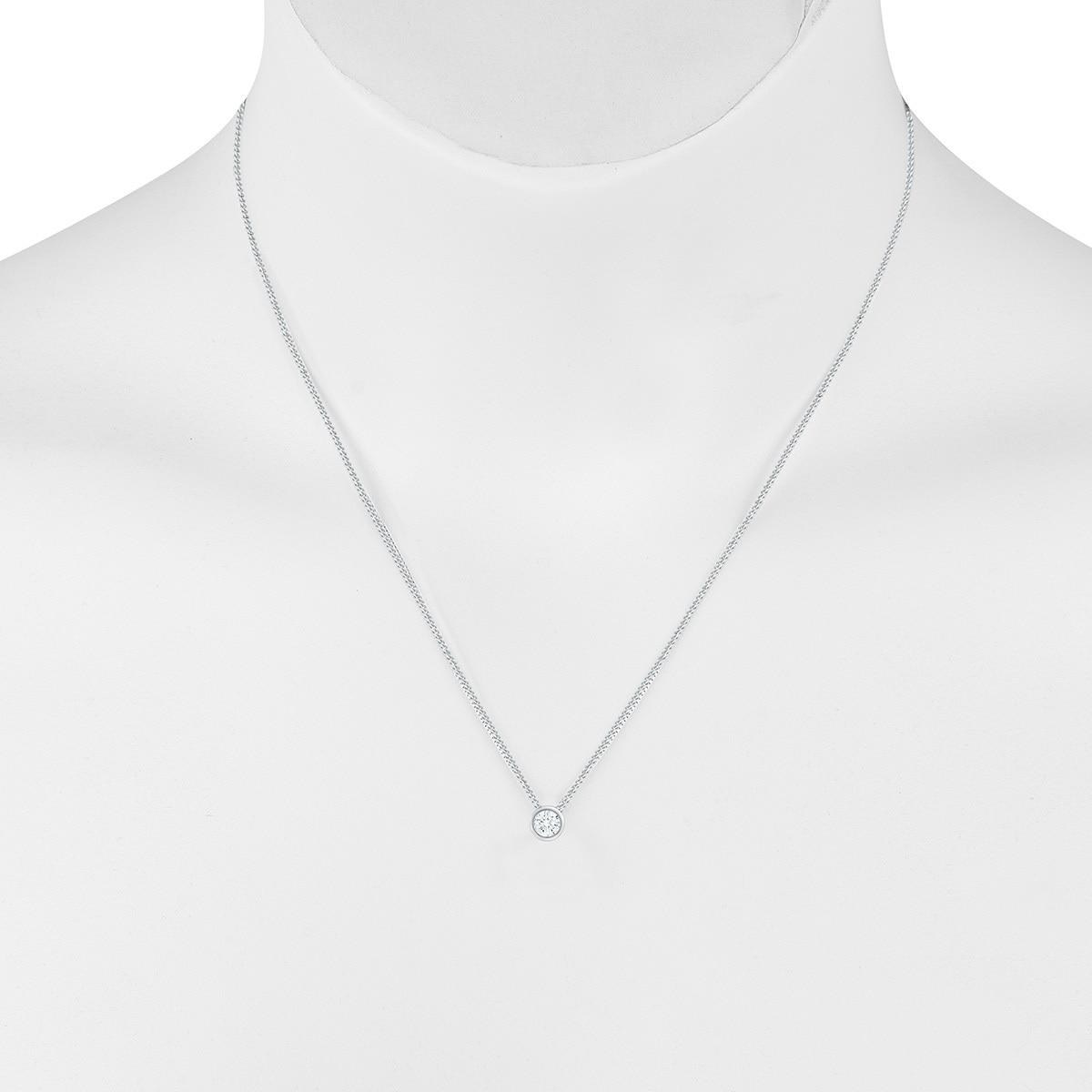 0.30ctw, Collar de Diamante Solitario, Oro Blanco de 14kt