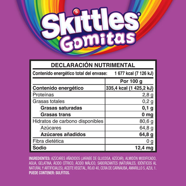 Skittles Gomitas de Dulce Sabor Moras 10 pzas de 50g