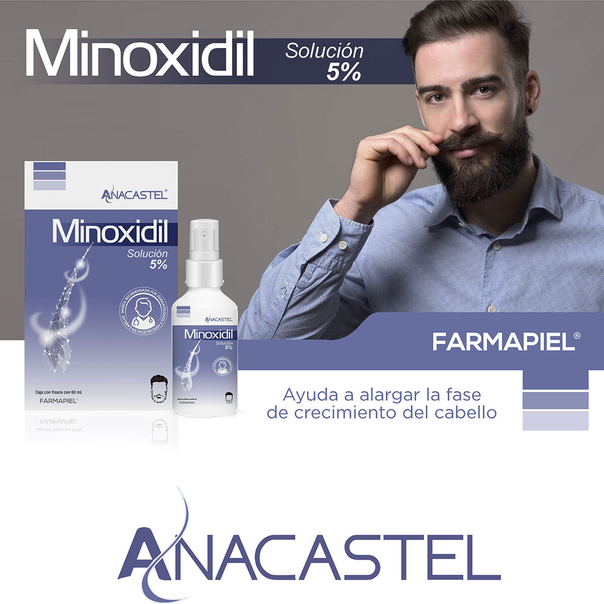 Anacastel Minoxidil 5% 3 piezas con 60 ml c/u