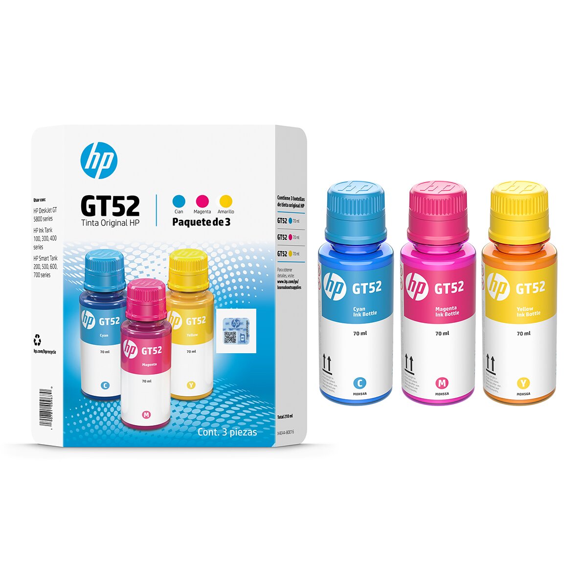 HP GT52 Botellas de Tinta de Colores