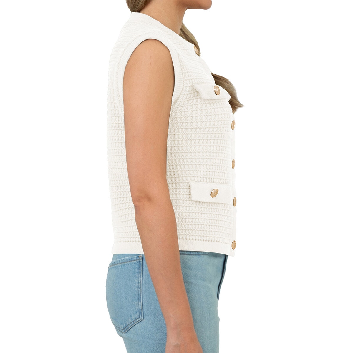 BLANKNYC Chaleco punto para Dama Crema Chica