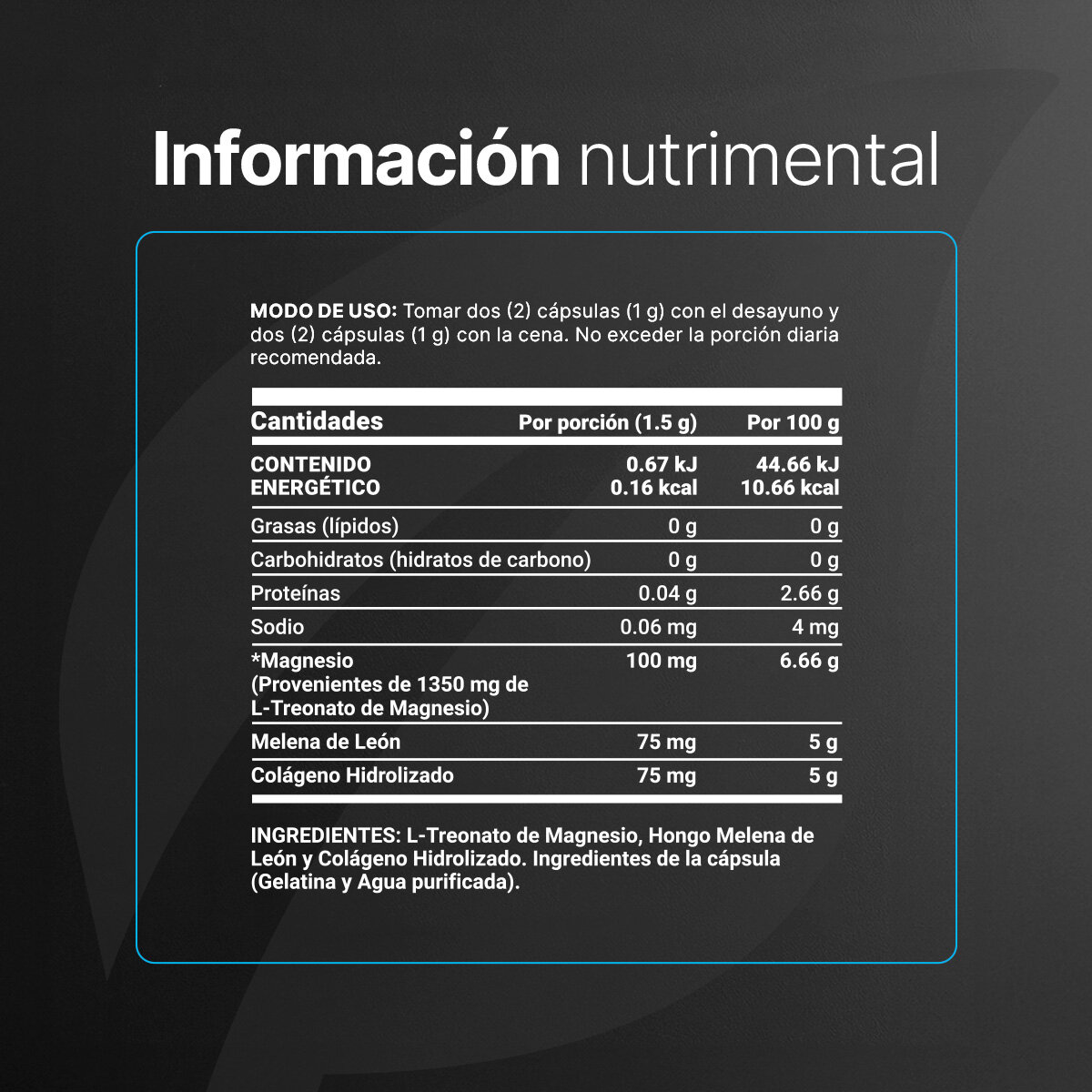 B Life Treonato de Magnesio 180 Cápsulas