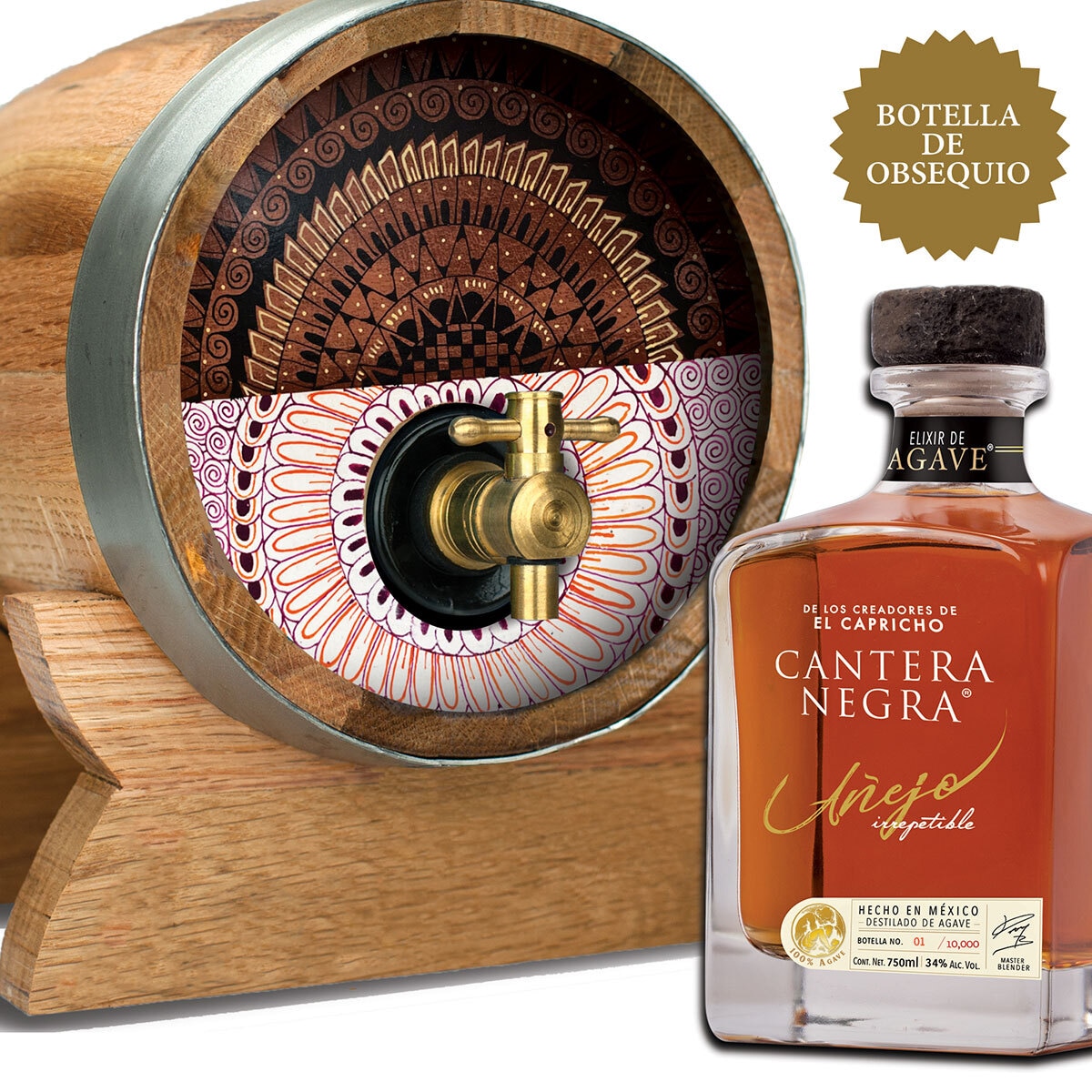 Barrica Artesanal + Cantera Negra Elixir de Agave 750ml (varios modelos)