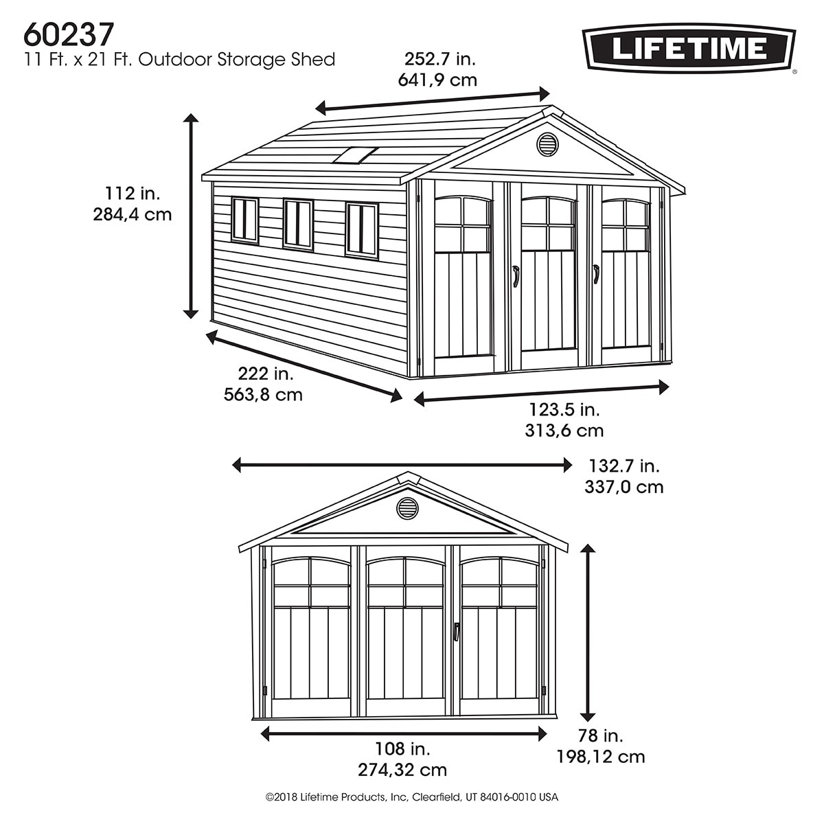 Lifetime cobertizo de 3.35m x 6.40m