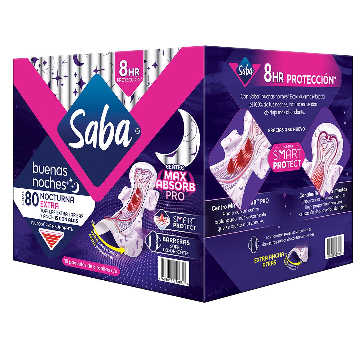 Saba Buenas Noches Extra Toallas Femeninas 80 Pzas