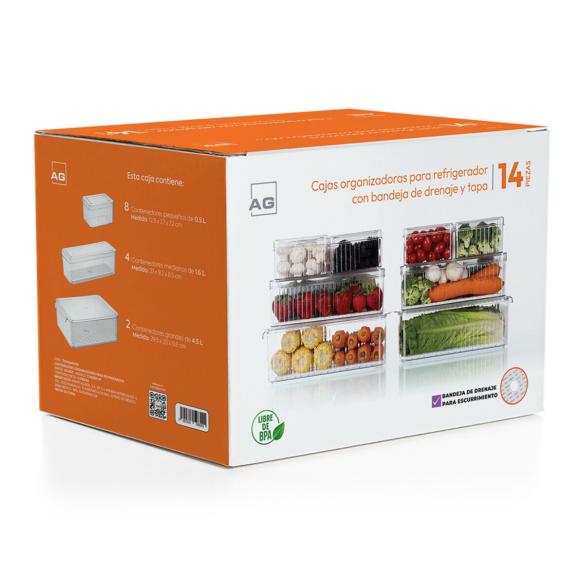 AG Box, Set de 14 Organizadores diferentes Capacidades, para Refrigerador