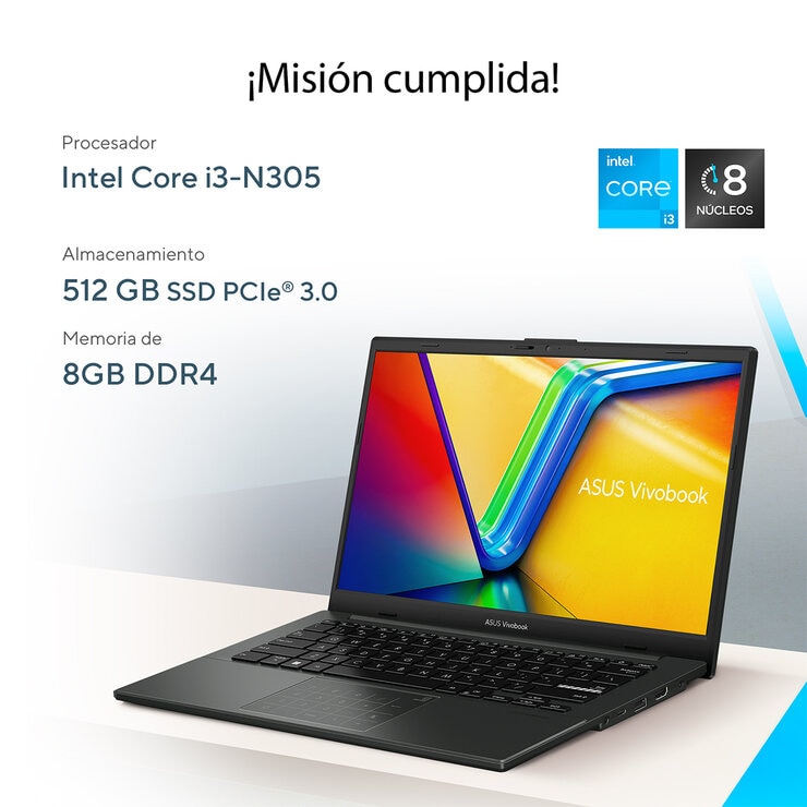 ASUS Vivobook Go 14 Laptop 14" Full HD Intel Core i3 8GB 512GB SSD