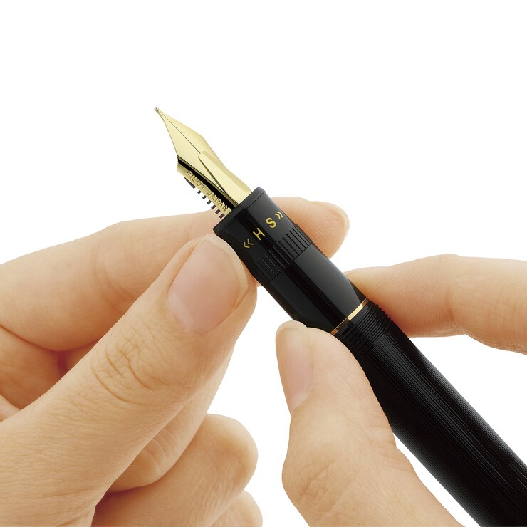 Pilot Justus pluma fuente punto mediano ajustable, plumilla de oro 14k