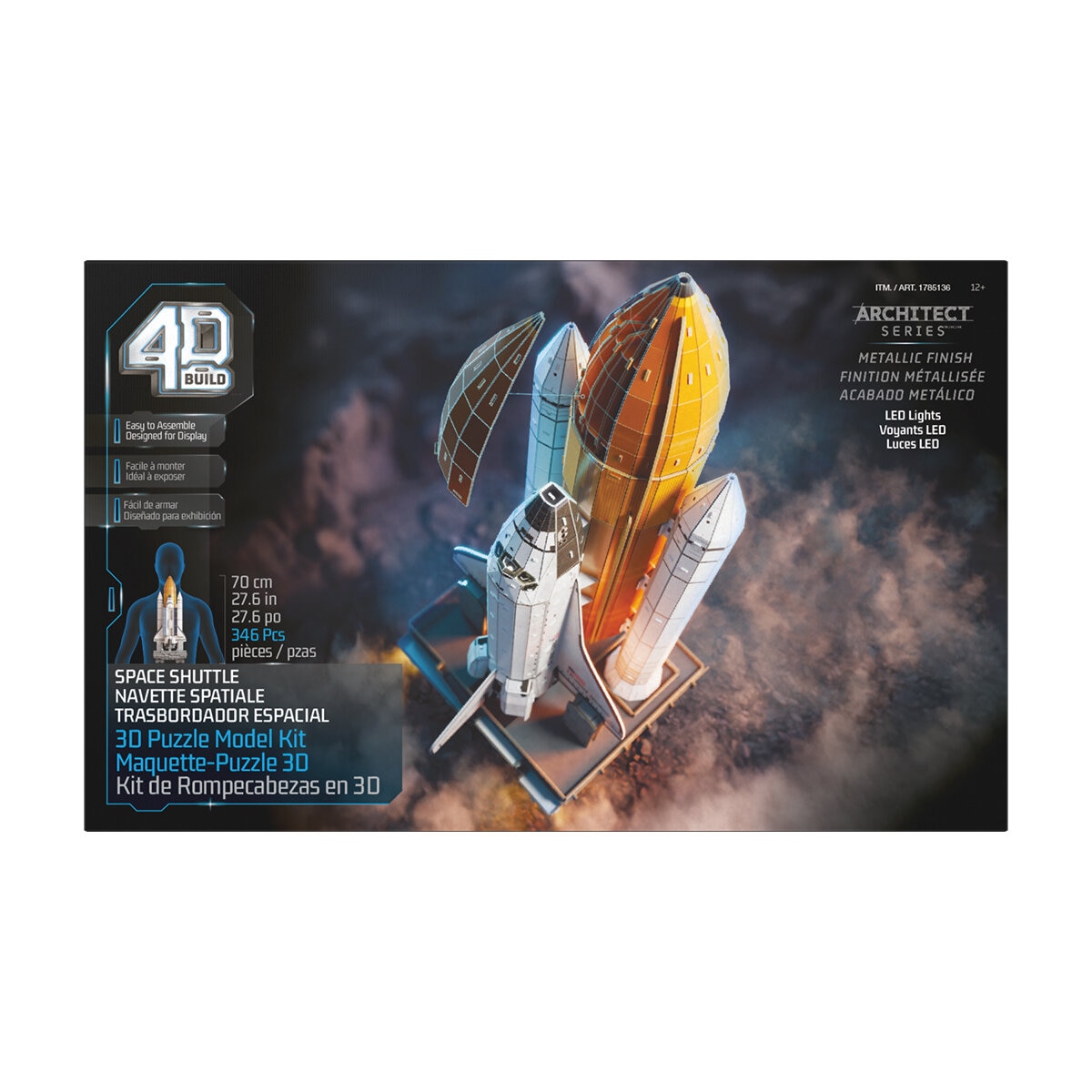 4D Build, Kit de Rompecabezas 3D - Trasbordador Espacial con Luces LED
