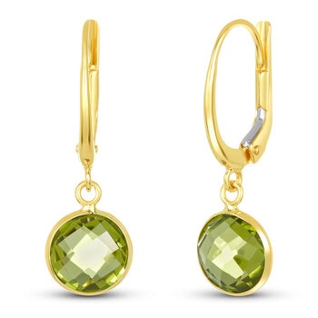 Aretes de Peridoto, Oro Amarillo de 14kt