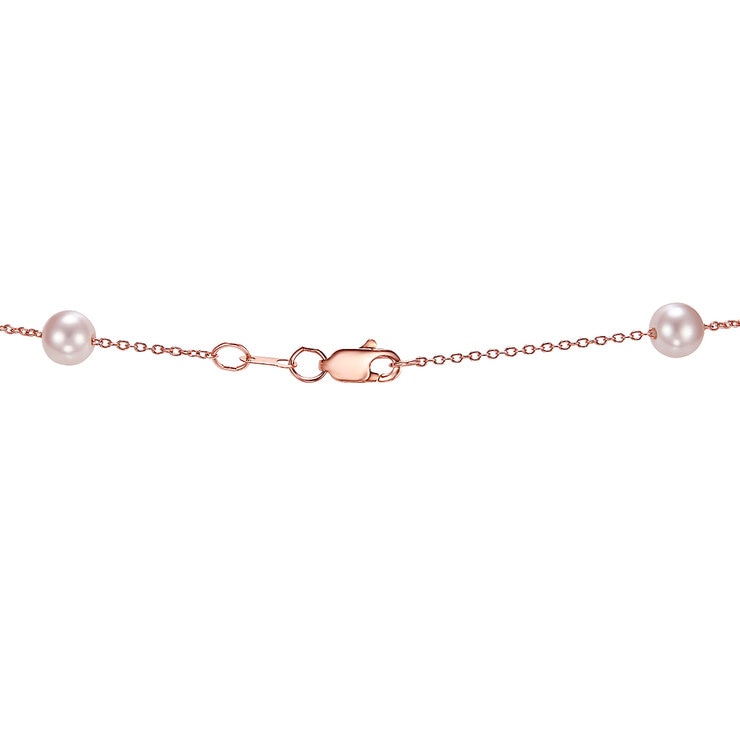 Collar de Perla Cultivada Agua Dulce, 43.18cm, Oro Rosa de 14K