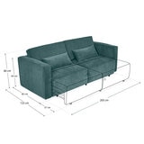 Violanti, Sofá Cama De 3 Plazas Con Brazos, Color Turquesa Violanti, Sofá Cama De 3 Plazas Con Brazos, Color Turquesa