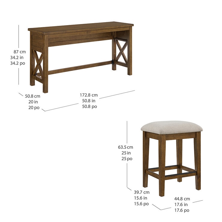 Bayside Furnishings, Lathan, Juego de mesa lateral de 4 piezas