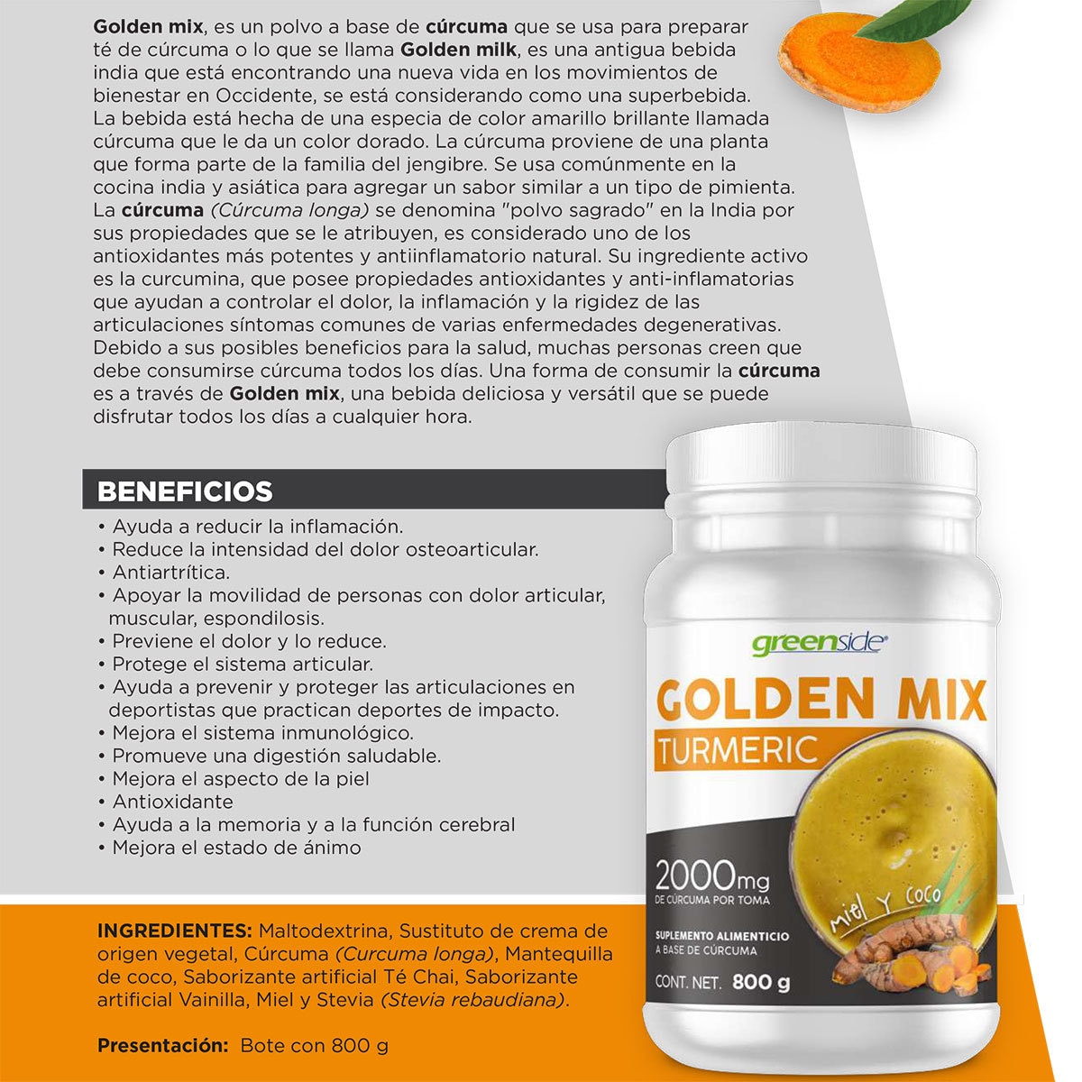 Greenside Golden Mix Turmeric 800g