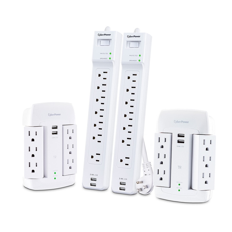 CyberPower, Supresores con Multicontactos, Cargador USB y Protección de Voltaje 4 Pack