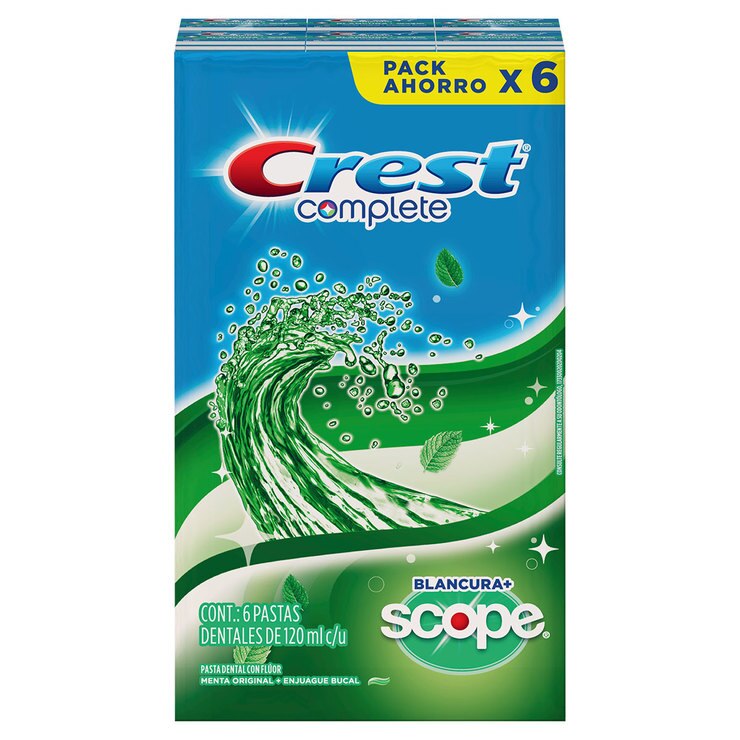 Crest blancura + scope, pasta dental (6 piezas de 120ml. c/u) Costco
