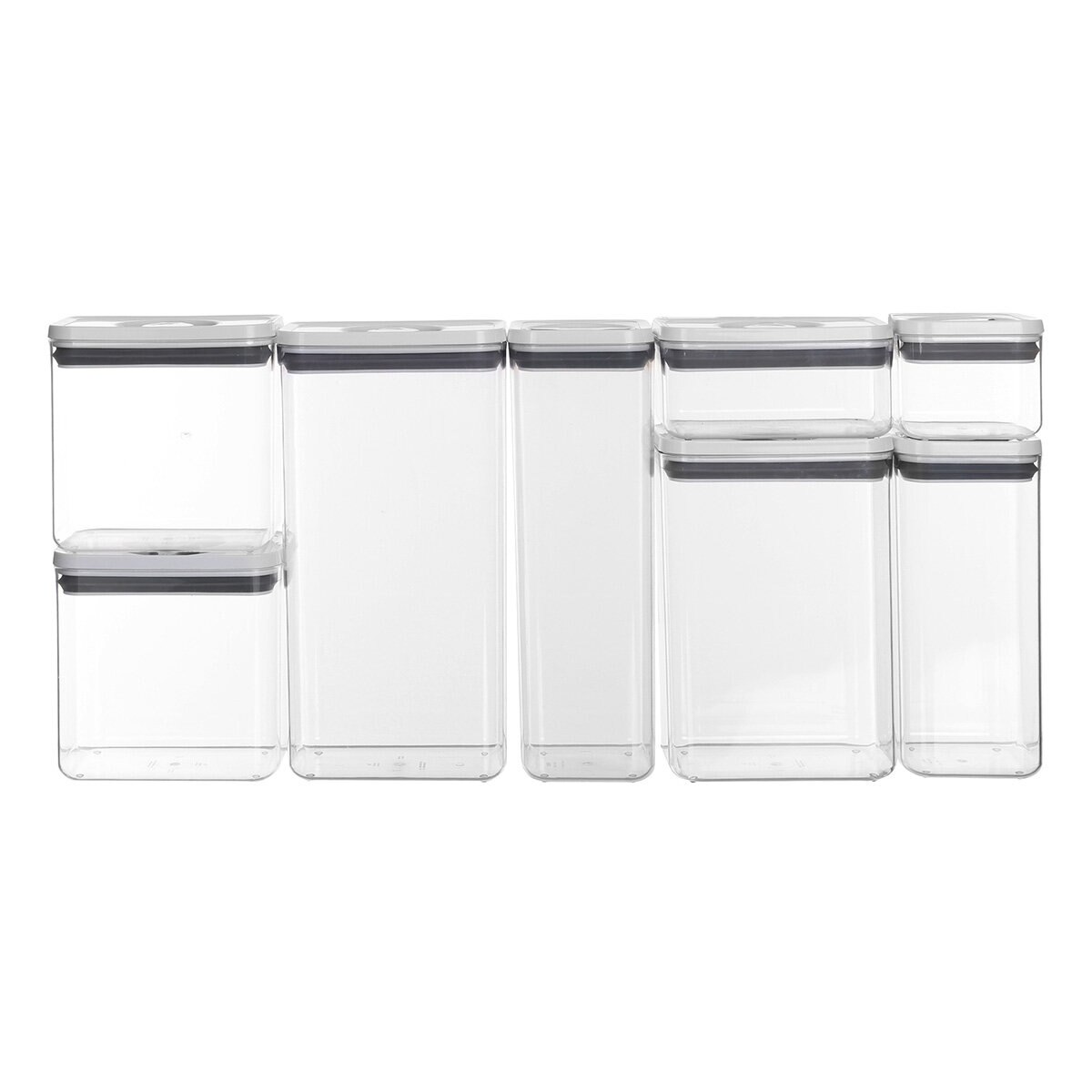 AG Box, Set de 8 Contenedores de Alimentos, DIferentes Capacidades, con Cierre Giratorio