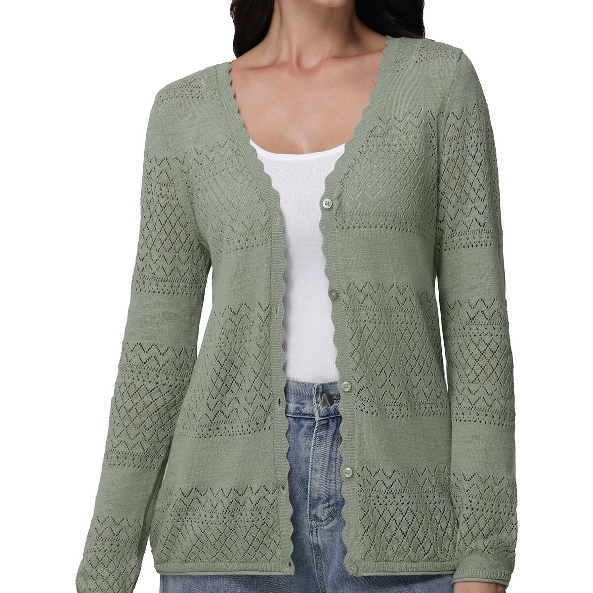 Frye Suéter para Dama Verde Extra Chica
